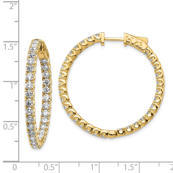 14k Diamond Round Hoop w/Safety Clasp Earrings