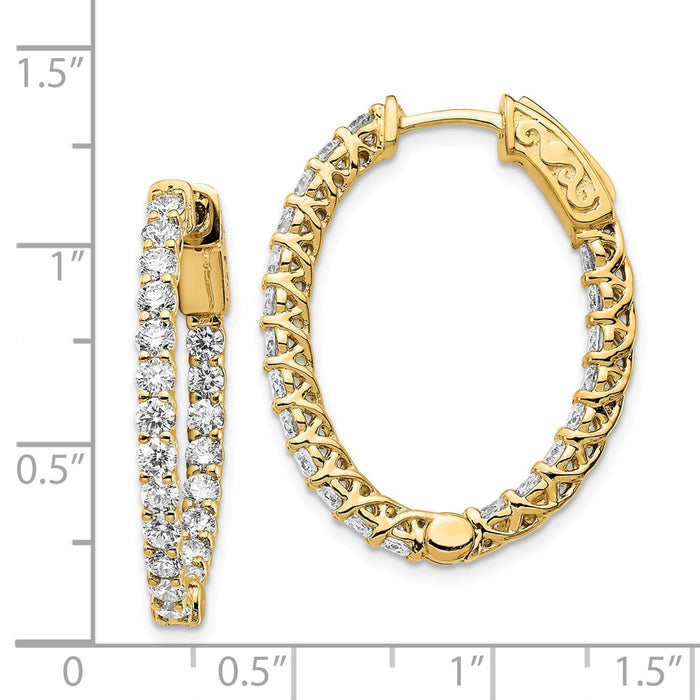 14k Diamond Oval Hoop w/Safety Clasp Earrings
