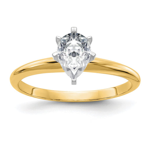 14k 7/8ct. G H I True Light Pear Moissanite Solitaire Ring
