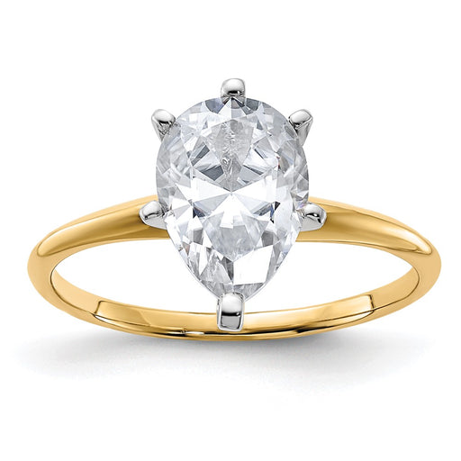 14k 2ct. G H I True Light Pear Moissanite Solitaire Ring