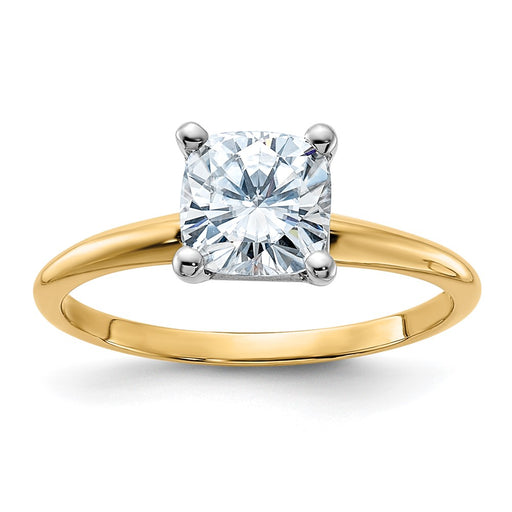 14k 1 1/3ct. D E F Pure Light Cushion Moissanite Solitaire Ring