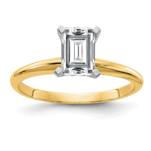 14k 1ct. G H I True Light Emerald Moissanite Solitaire Ring