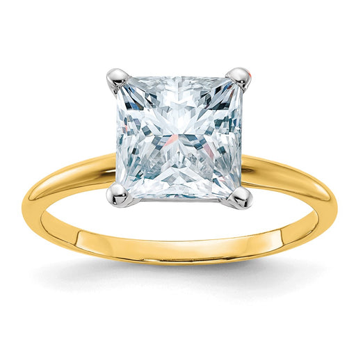 14k 2 1/2ct. D E F Pure Light Princess Moissanite Solitaire Ring