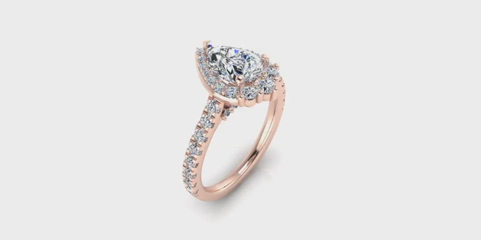 One Carat Pear Shape Halo Diamond Engagement Ring-Angelucci Jewelry