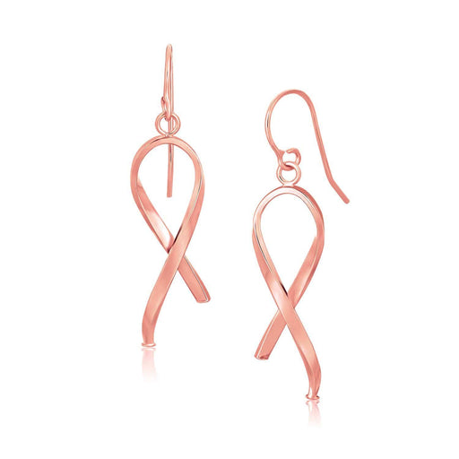14k Rose Gold Polished Ribbon Style Drop Earrings Earrings Angelucci Jewelry   