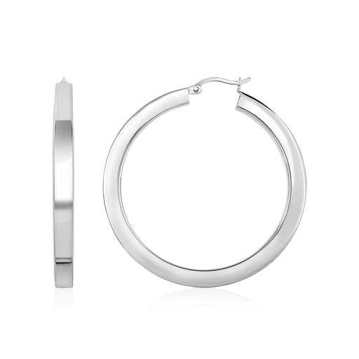 High Polish Tube Hoop Earrings in Sterling Silver Earrings Angelucci Jewelry   