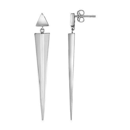 Long Twisted Vertical Bar Earrings in Sterling Silver Earrings Angelucci Jewelry   