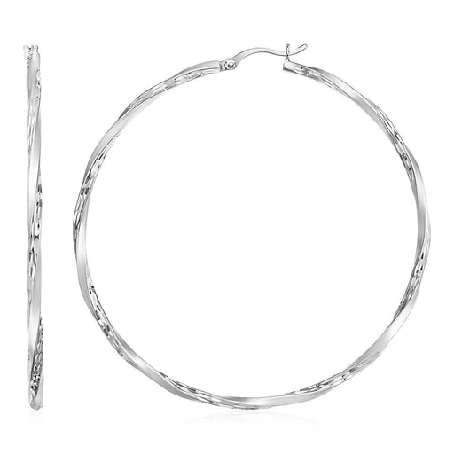 Matte and Textured Twisted Hoop Earrings in Sterling Silver Earrings Angelucci Jewelry   
