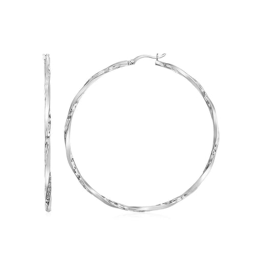 Matte and Textured Twisted Hoop Earrings in Sterling Silver Earrings Angelucci Jewelry   