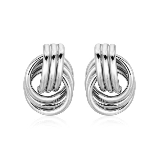 Polished Love Knot Earrings with Interlocking Rings in Sterling Silver Earrings Angelucci Jewelry   