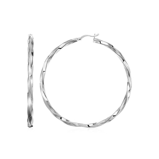 Square Profile Twisted Hoop Earrings in Sterling Silver Earrings Angelucci Jewelry   