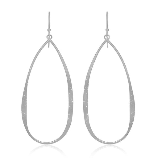 Sterling Silver Teardrop Shape Stardust Dangling Earrings Earrings Angelucci Jewelry   