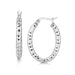 Sterling Silver Thick Hoop Diamond Cut Textured Earrings with Rhodium Plating Earrings Angelucci Jewelry   
