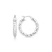 Sterling Silver Thick Rhodium Plated Faceted Design Hoop Earrings Earrings Angelucci Jewelry   