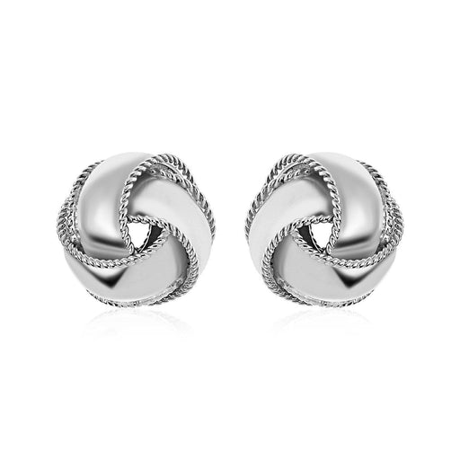 Textured and Polished Love Knot Earrings in Sterling Silver Earrings Angelucci Jewelry   