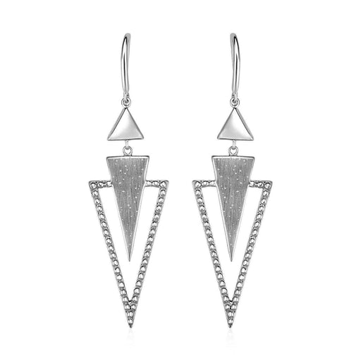 Textured Graduated Triangle Earrings in Sterling Silver Earrings Angelucci Jewelry   