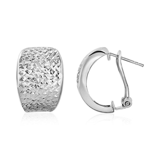 Textured Graduated Width Half-Hoop Earrings in Sterling Silver Earrings Angelucci Jewelry   