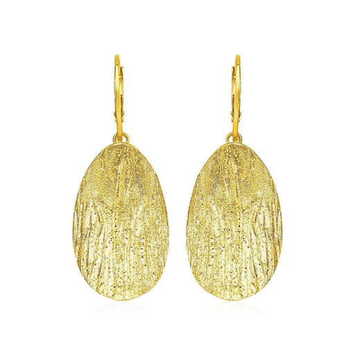 Textured Oval Earrings with Yellow Finish in Sterling Silver Earrings Angelucci Jewelry   
