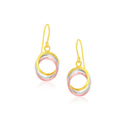 14k Tri-Color Gold Open Entwined Ring Earrings Earrings Angelucci Jewelry   