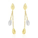 14k Two-Tone Gold Double Row Chain Earrings with Diamond Cut Teardrops Earrings Angelucci Jewelry   