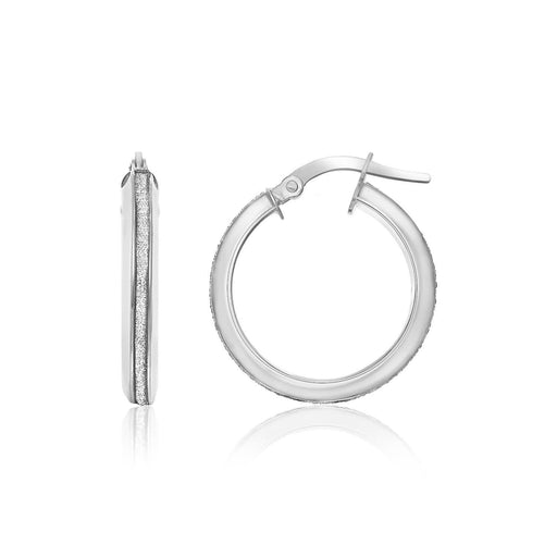 14k Two-Tone Gold Hoop Earrings with Glitter Center Earrings Angelucci Jewelry   