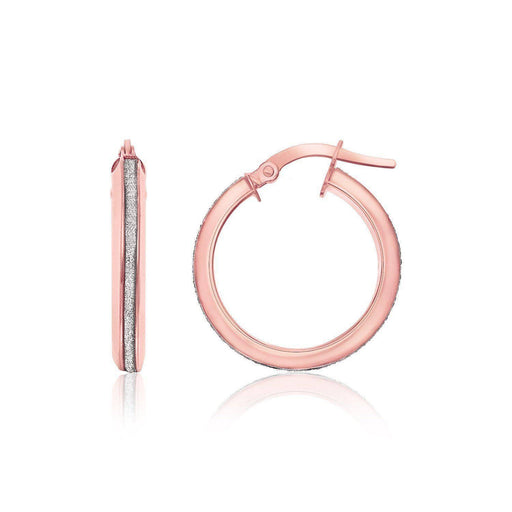 14k Two-Tone Gold Hoop Earrings with Glitter Center Earrings Angelucci Jewelry   