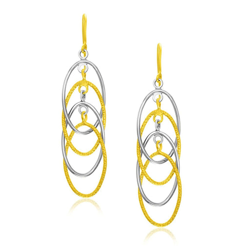 14k Two-Tone Gold Multiple Layer Interlaced Earrings Earrings Angelucci Jewelry   