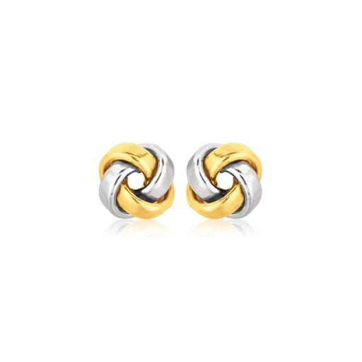 14k Two Tone Gold Square Love Knot Stud Earrings Earrings Angelucci Jewelry   