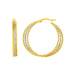 Three Part Textured Hoop Earrings in 14k Yellow and White Gold Earrings Angelucci Jewelry   