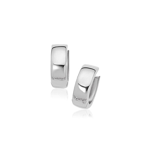 10k White Gold Snuggable Hoop Earrings Earrings Angelucci Jewelry   