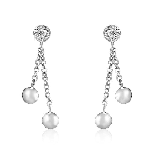 14k White Gold and Diamond Puff Circle Dangle Earrings (1/5 cttw) Earrings Angelucci Jewelry   