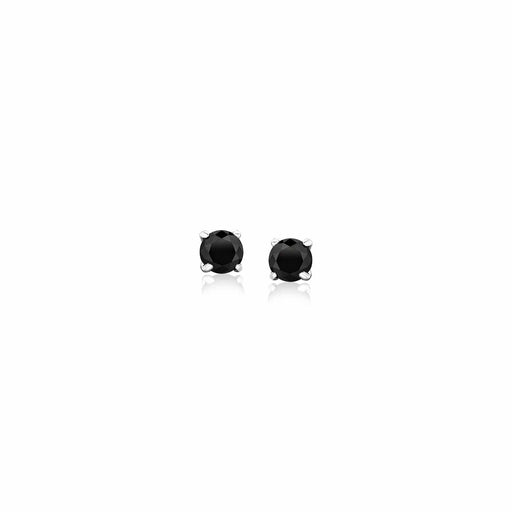 14k White Gold Black 3mm Faceted Cubic Zirconia Stud Earrings Earrings Angelucci Jewelry   