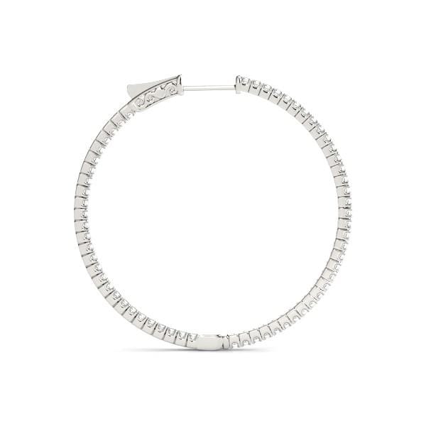 14k White Gold Slim Two Sided Diamond Hoop Earrings (1 1/2 cttw) Earrings Angelucci Jewelry   