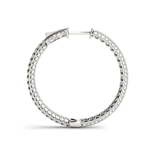 14k White Gold Two Row Pave Set Diamond Hoop Earrings (7 cttw) Earrings Angelucci Jewelry   