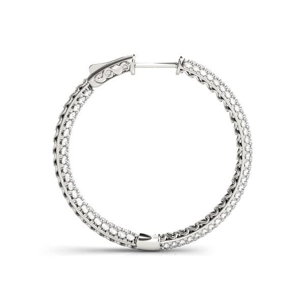 14k White Gold Two Row Pave Set Diamond Hoop Earrings (7 cttw) Earrings Angelucci Jewelry   