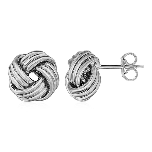 Love Knot Post Earrings in 14k White Gold Earrings Angelucci Jewelry   