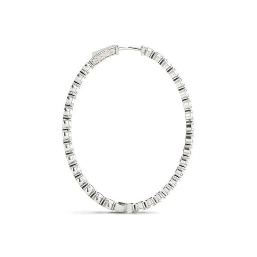 Oval Shape Two Sided Diamond Hoop Earrings in 14k White Gold (2 cttw) Earrings Angelucci Jewelry   