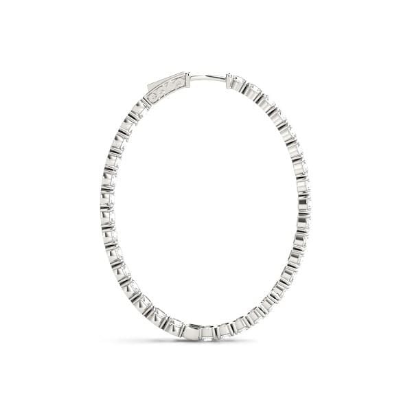 Oval Shape Two Sided Diamond Hoop Earrings in 14k White Gold (2 cttw) Earrings Angelucci Jewelry   