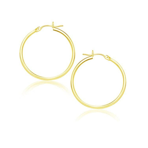 10k Yellow Gold Polished Hoop Earrings (25 mm) Earrings Angelucci Jewelry   