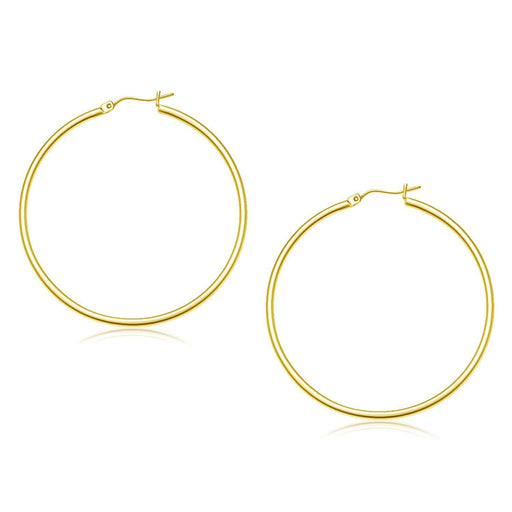 10k Yellow Gold Polished Hoop Earrings (45 mm) Earrings Angelucci Jewelry   