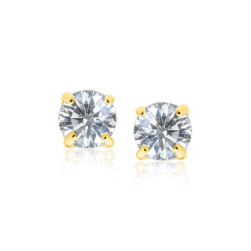 14k Yellow Gold 8.0mm Round CZ Stud Earrings Earrings Angelucci Jewelry   