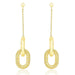 14k Yellow Gold Chain and Oval Motif Weave Style Dangling Earrings Earrings Angelucci Jewelry   