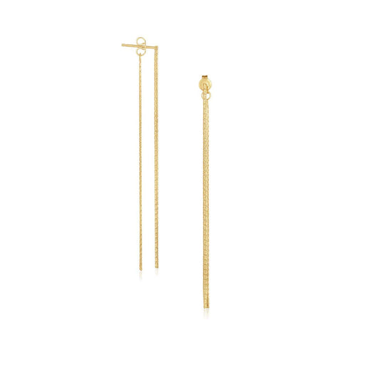 14k Yellow Gold Double Chain Style Drop Earrings Earrings Angelucci Jewelry   