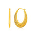 14k Yellow Gold Graduated Oval Hoop Earrings with Swirl Design Earrings Angelucci Jewelry   