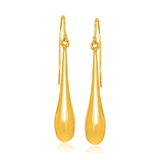 14k Yellow Gold Long Polished Teardrop Dangling Earrings Earrings Angelucci Jewelry   