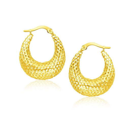 14k Yellow Gold Mesh Style Graduated Hoop Earrings Earrings Angelucci Jewelry   