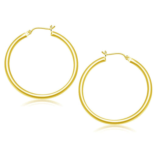 14k Yellow Gold Polished Hoop Earrings (40 mm) Earrings Angelucci Jewelry   