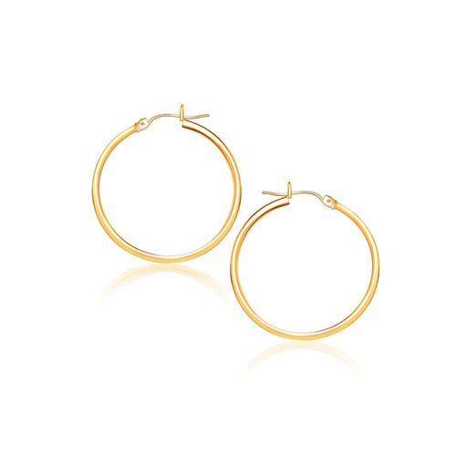 14k Yellow Gold Polished Hoop Earrings (40 mm) Earrings Angelucci Jewelry   