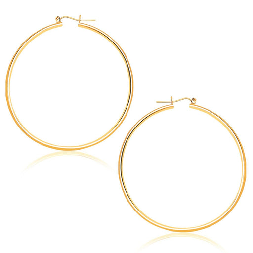 14k Yellow Gold Polished Hoop Earrings (45 mm) Earrings Angelucci Jewelry   