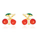 14k Yellow Gold Post Earrings with Cherry Design Earrings Angelucci Jewelry   